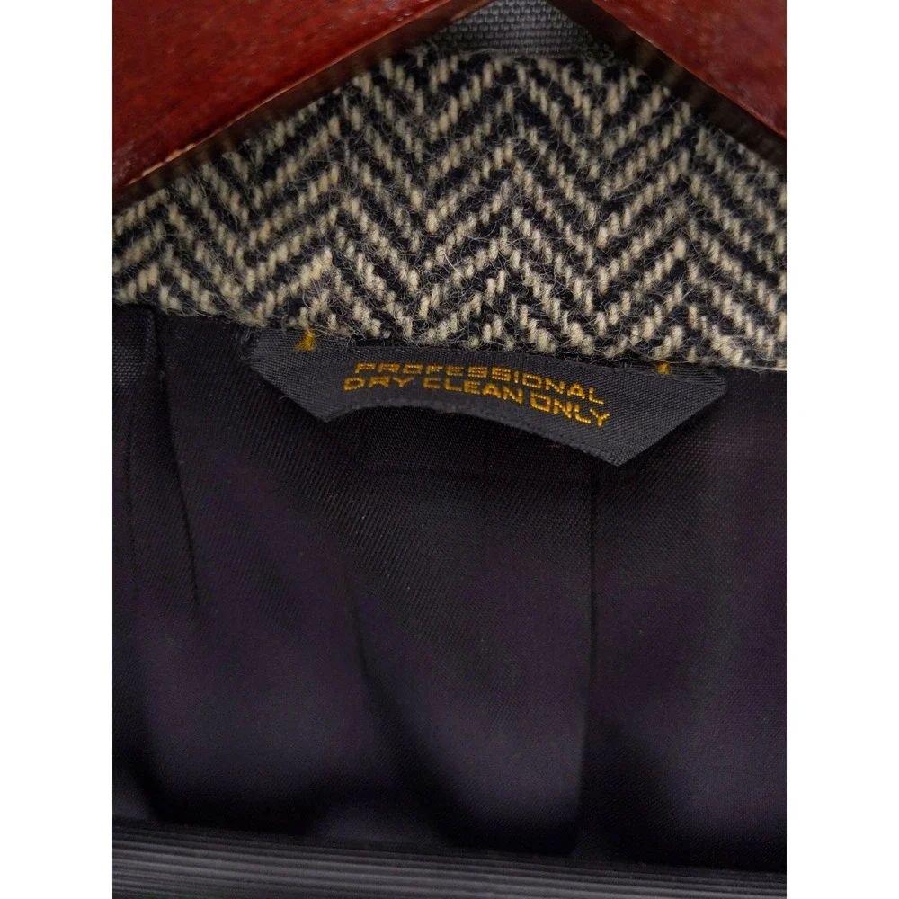 Vintage Herringbone Blazer‎ Mens Size L Gray Brown Wool Tweed Sport Coat - Picture 10 of 11